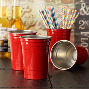 Stainless Steel Red American Party Cups 16oz / 455ml