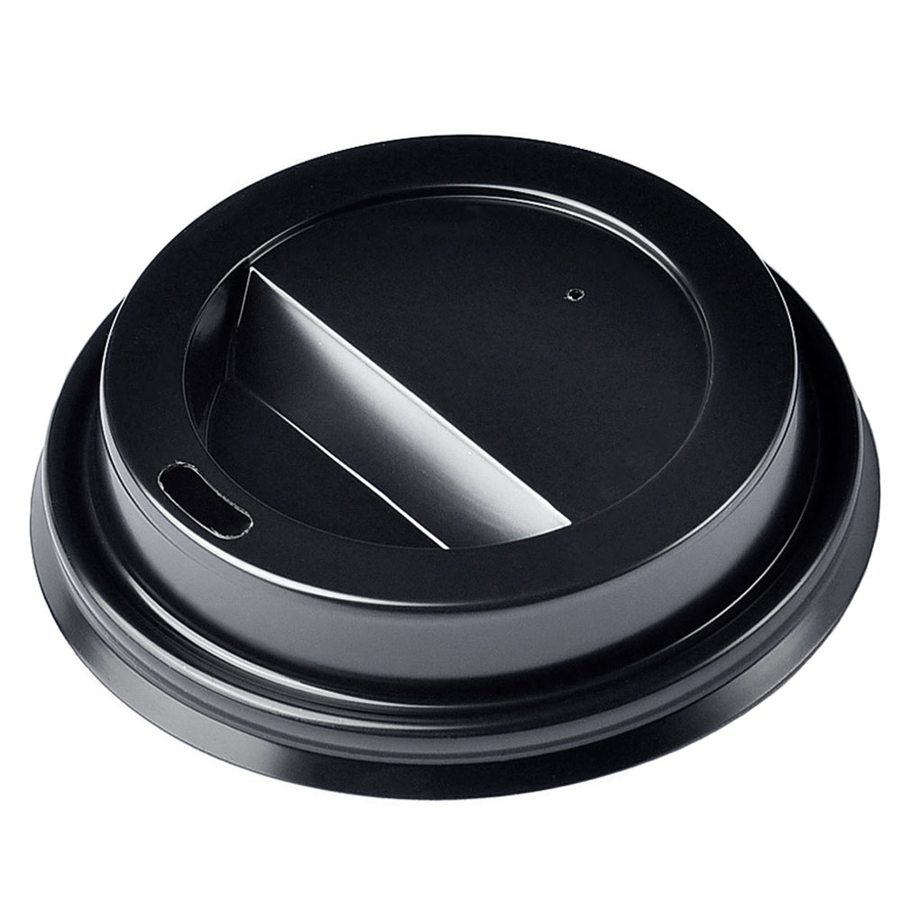 Lids ONLY: Black Plastic Lids for 8,12,16, and 20 Ounce Coffee Cups, 100 Coffee Lids for Hot Cups - Sip and Straw Lids for Paper Coffee Cups, Cups Sol