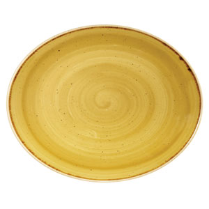 Churchill Stonecast Mustard Seed Yellow Oval Coupe Plate 7.75 Inch / 19.2cm