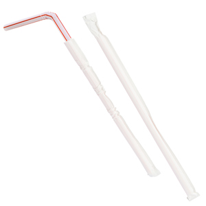 Bendy Straws 8inch Red and White Stripe Individually Wrapped