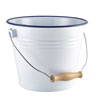 Genware Enamel Bucket White with Blue Rim 16cm