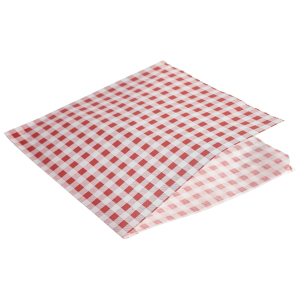 Genware Red Gingham Print Greaseproof Paper Bags 17.5cm