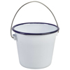 Genware Enamel Bucket White with Blue Rim 10cm