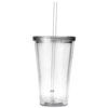 Insulated Reusable Plastic Tumbler with Lid and Straw 16oz / 470ml
