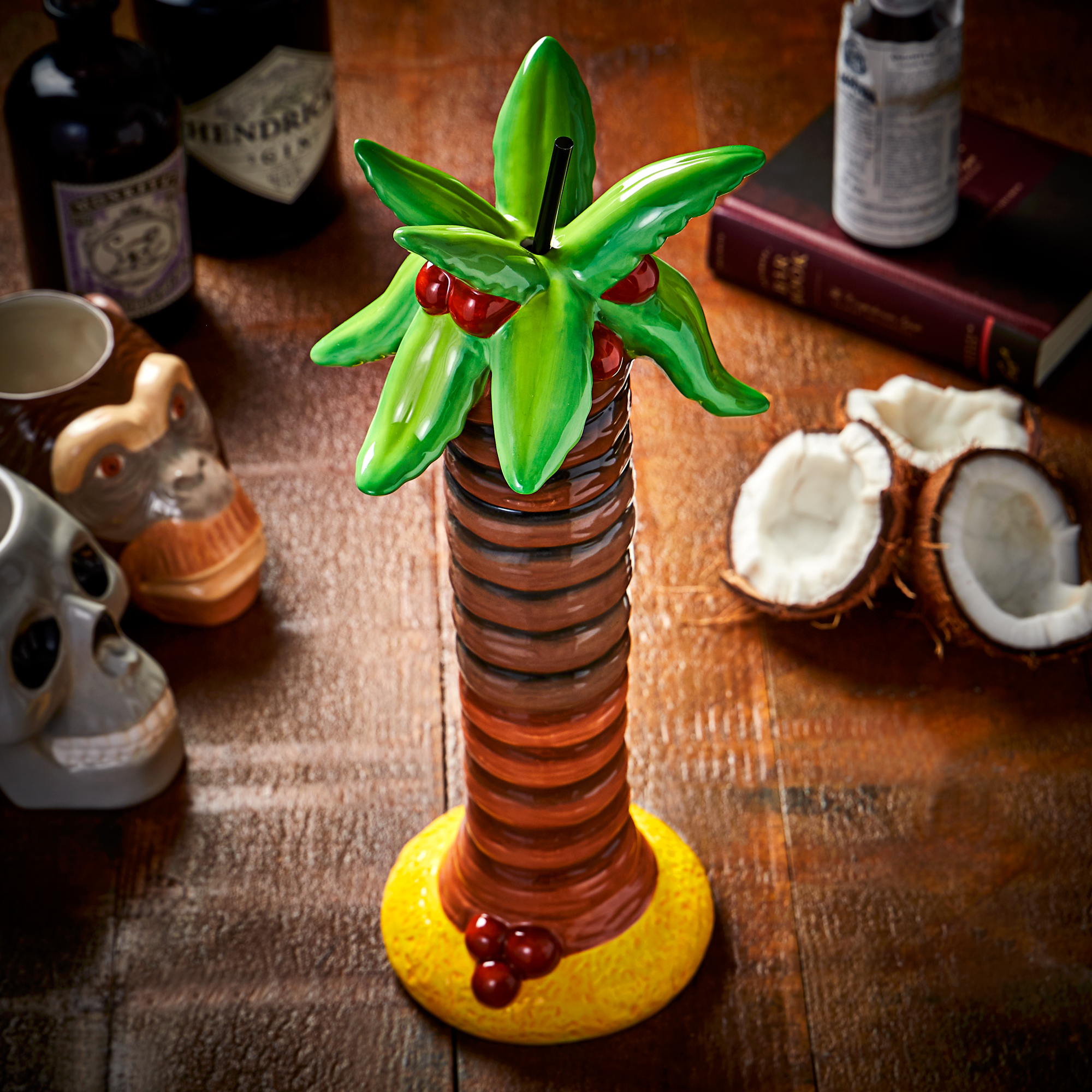 Cocktail Sharer Creative Cocktail bar@drinkstuff Ceramic Palm Tree Tiki Mug 22oz // 630ml Tropical Tiki Tumbler