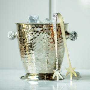 Hammered Ice Bucket with Crystal Sphere Handles