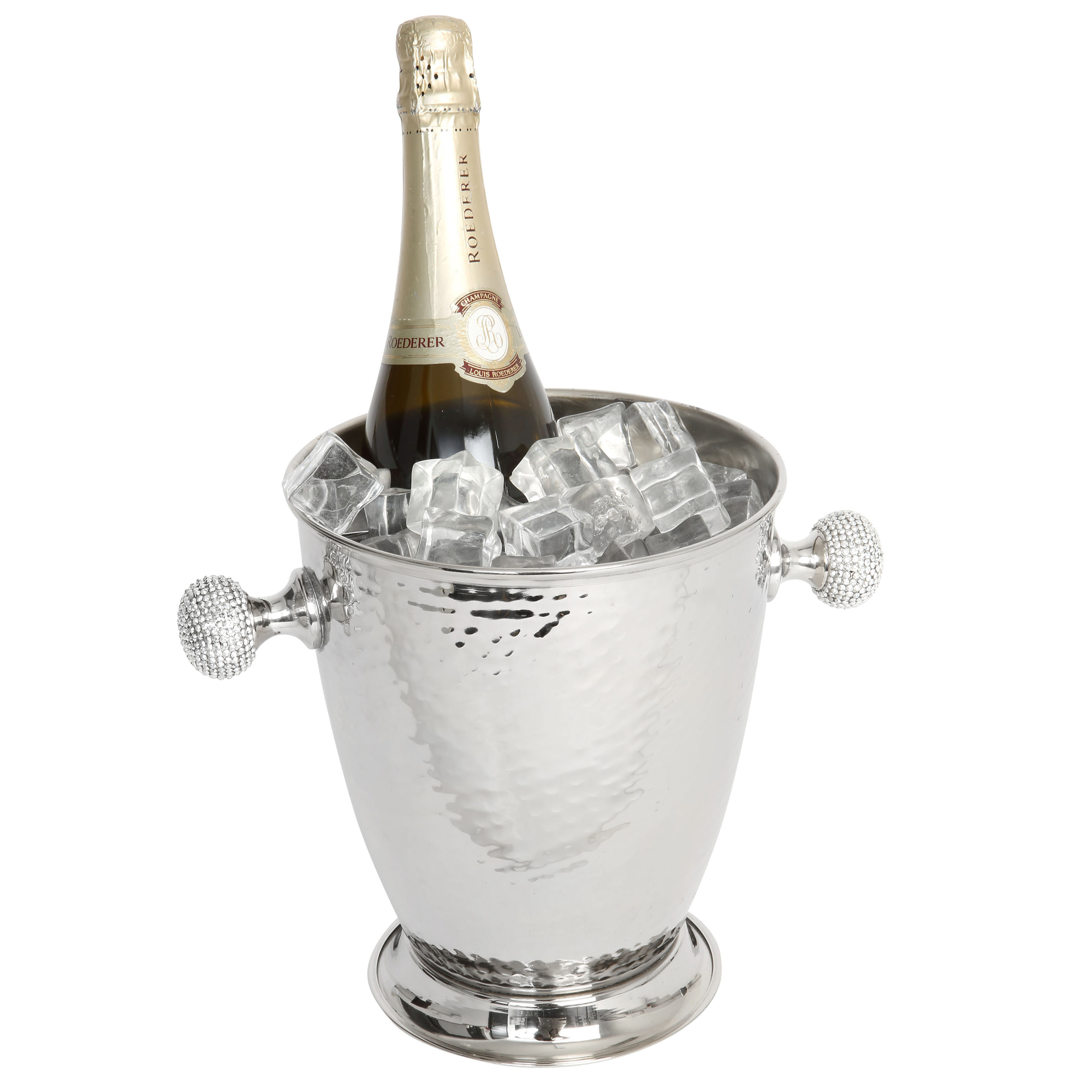 Single Drinks Pail Culinary Concepts Hammered Wine Cooler with Crystal Handles Wine Bucket Champagne Bucket 