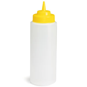 Widemouth Squeeze Sauce Bottle Clear with Yellow Top 16oz / 475ml