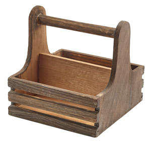 Genware Small Rustic Wooden Table Caddy