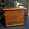 Panama Cognac Leather Bar Counter with Brass Top