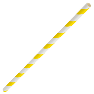 Yellow & White Paper Straws 8inch
