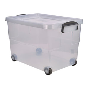 Storage Box with Clip Handles On Wheels 60ltr