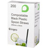 Displast Compostable Black PLA Spoon Straws 8inch