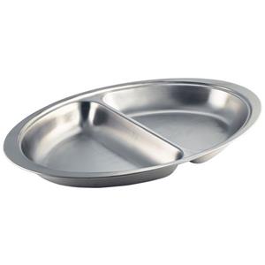 Stainless Steel 2 Division Oval Banqueting Dish 20inch