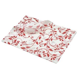 Greaseproof Paper Red Floral Print 25 x 20cm