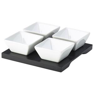 Black Wood Dip Tray Set with 4 Trays 15cm x 15cm