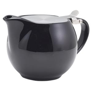 GenWare Porcelain Black Teapot with Stainless Steel Lid & Infuser 17.6oz / 500ml