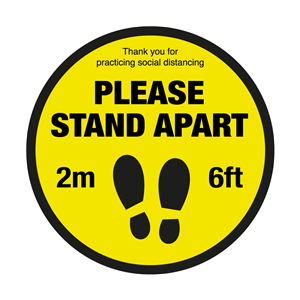Please Stand Apart Social Distancing Floor Graphic 40cm
