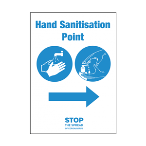 Hand Sanitisation Point Arrow Left A5 Self Adhesive Vinyl