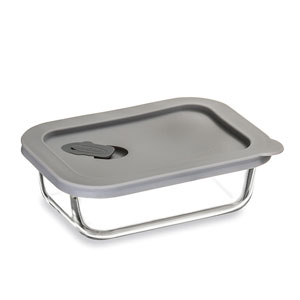 ClickClack Cook+ Rectangle Heatproof Glass Container Grey 0.4ltr