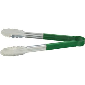 Stainless Steel Serving Tongs Green 12inch / 30cm