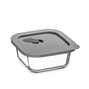 ClickClack Cook+ Square Heatproof Glass Container Grey 0.3ltr