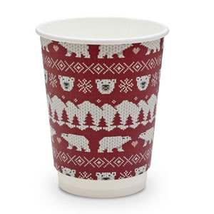 Double Wall Red Polar Bear Christmas Cups 12oz / 340ml