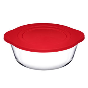 Casserole Dish with Red Plastic Lid 48oz / 1.45ltr
