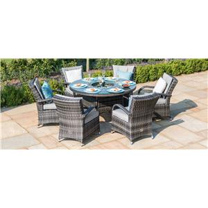 Texas 6 Seat Round Ice Bucket Dining Set with Lazy Susan Grey