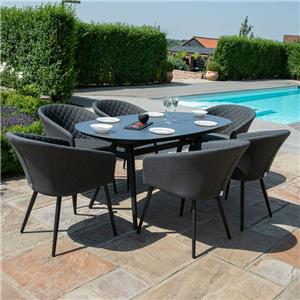 Ambition 6 Seat Oval Dining Set Charcoal