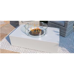 Fire Pit Coffee Table 127cm x 77cm Pebble White