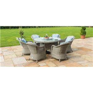 Oxford 6 Seat Round Ice Bucket Dining Set with Heritage Chairs & Lazy Susan