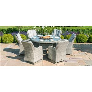 Oxford 6 Seat Round Ice Bucket Dining Set with Venice Chairs & Lazy Susan