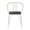 District White Metal & Elm Wood Arm Chair
