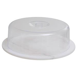 White Marble Cheese Board with Domed Lid 11.9inch / 30cm