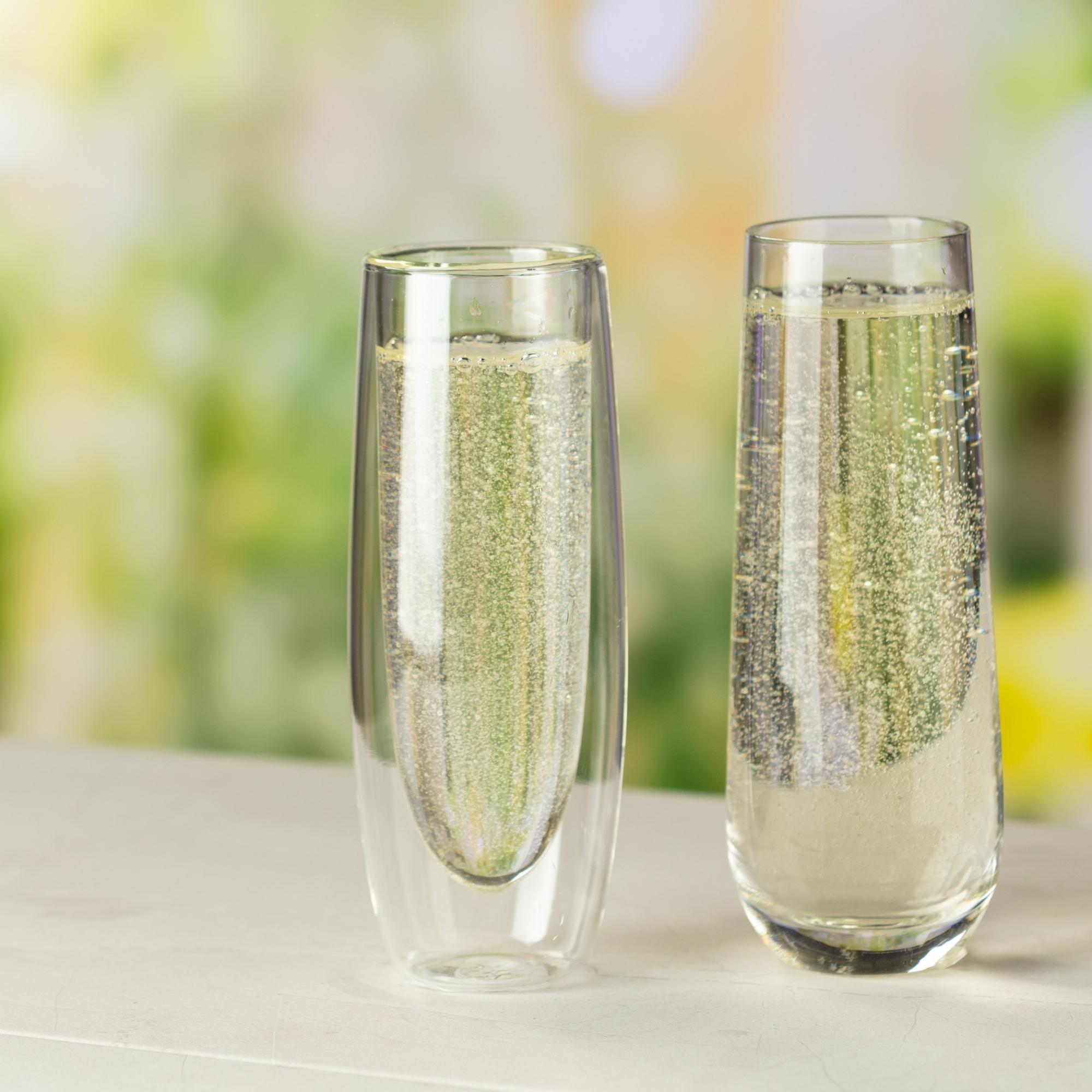 Double Walled Stemless Champagne Glasses 6oz / 160ml at
