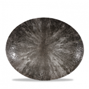 Stone Quartz Black Orbit Oval Coupe Plate 12.5inch
