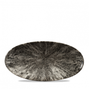 Stone Quartz Black Oval Chefs Plate 11.80 x 5.75inch