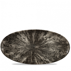 Stone Quartz Black Oval Chefs Plate 13.75 x 6.75inch