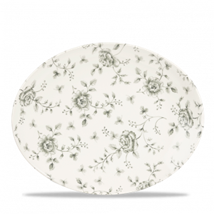 Rose Chintz Grey Orbit Oval Coupe Plate 12.50 x 10inch