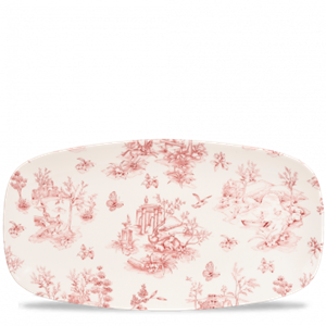 Toile CranberryChefs Oblong Plate 13.875 x 7.375inch