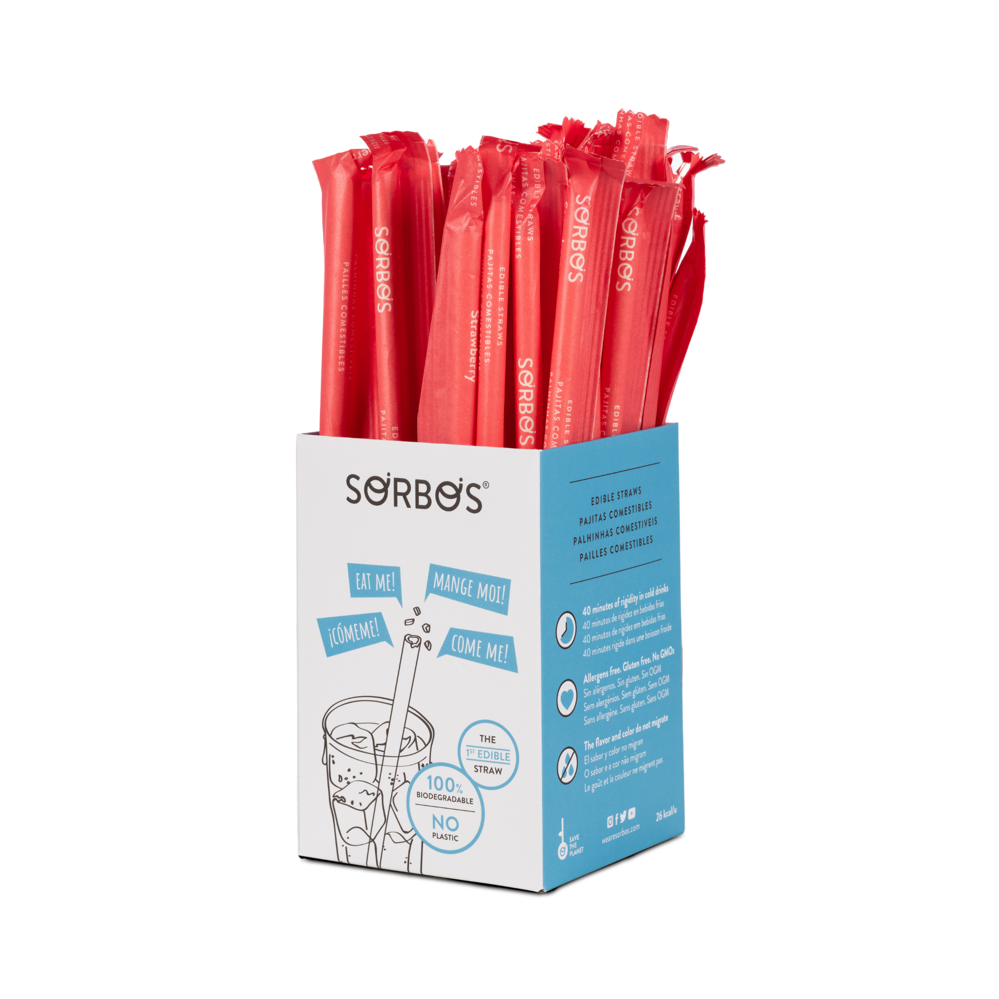 Sorbos Edible Strawberry Flavored Straws (200/case)