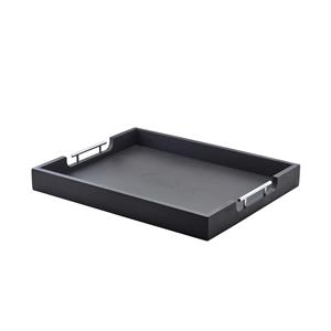 GenWare Solid Black Butlers Tray with Metal Handles 54.5 x 44cm