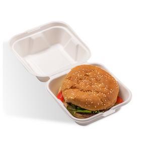 Clamshell Bagasse Takeaway Burger Box 6inch