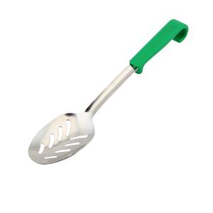 Genware Plastic Handle Slotted Spoon Green