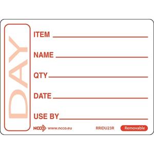 Removable Red Use By Label 50 x 65mm (roll of 500)