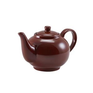 Genware Porcelain Brown Teapot 450ml / 15.75oz