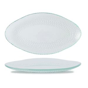 Isla Glass Clear Organic Glass Oval Platter 11.75inch x 6.375inch / 30 x 16.2cm