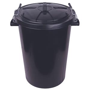 Black Plastic Dustbin with Lid 90ltr