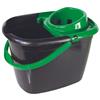 Recycled Great British Black Mop Bucket with Green Wringer 14ltr